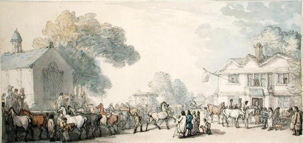 Horse Fair, Southampton (penn og blekk og akvarell på papir) av Thomas Rowlandson