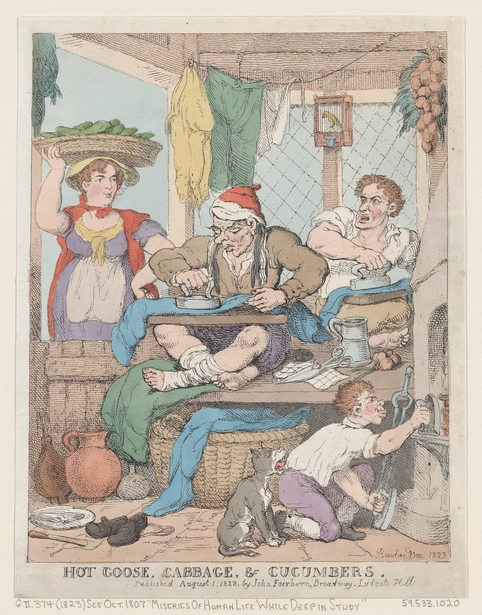 Varm gås, kål og agurker, 1823., 1823. av Thomas Rowlandson
