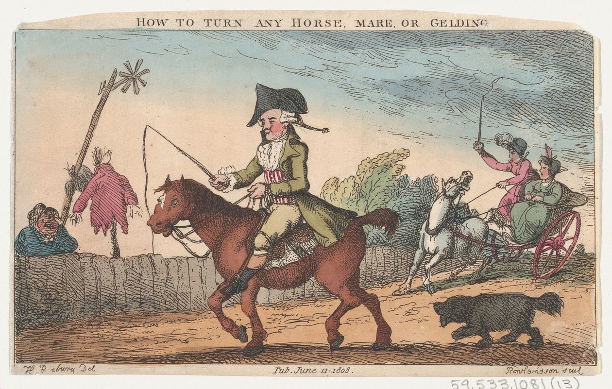 Hvordan snu en hvilken som helst hest, hoppe eller vallak, 11. juni 1808., 11. juni 1808. av Thomas Rowlandson