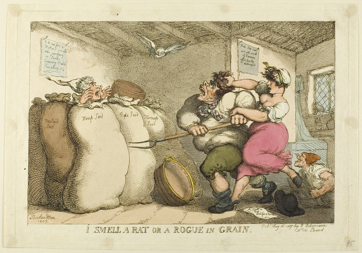 Jeg lukter en rotte eller en skurk i korn av Thomas Rowlandson
