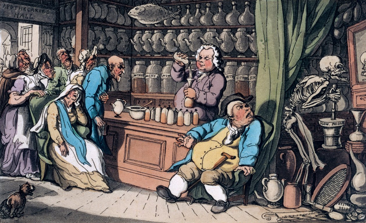 "Jeg har en hemmelig kunst å kurere hver sykdom som menn utholder", 1814 av Thomas Rowlandson