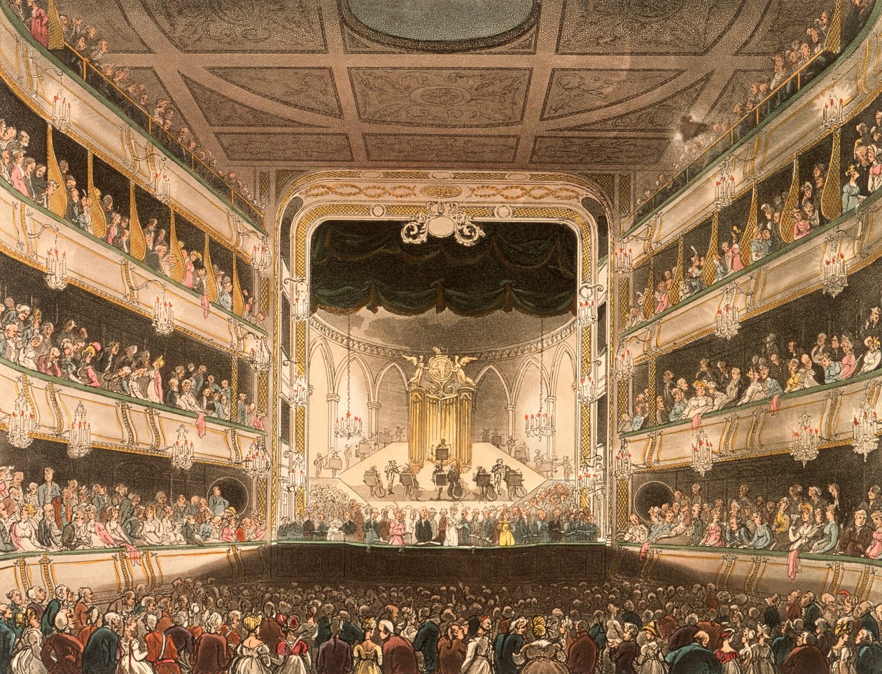 Interiør av Covent Garden Theatre, London, 1808 av Thomas Rowlandson