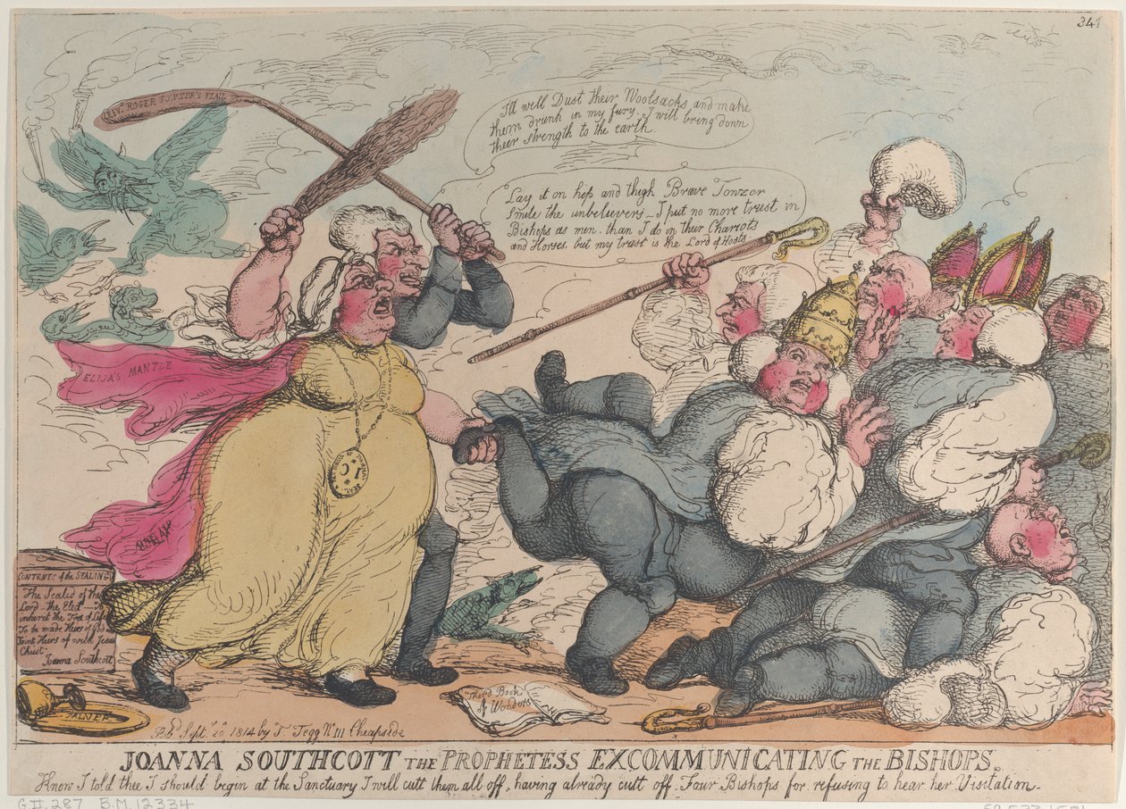 Profetinnen Joanna Southcott ekskommuniserer biskopene, 20. september 1814., 20. september 1814 av Thomas Rowlandson