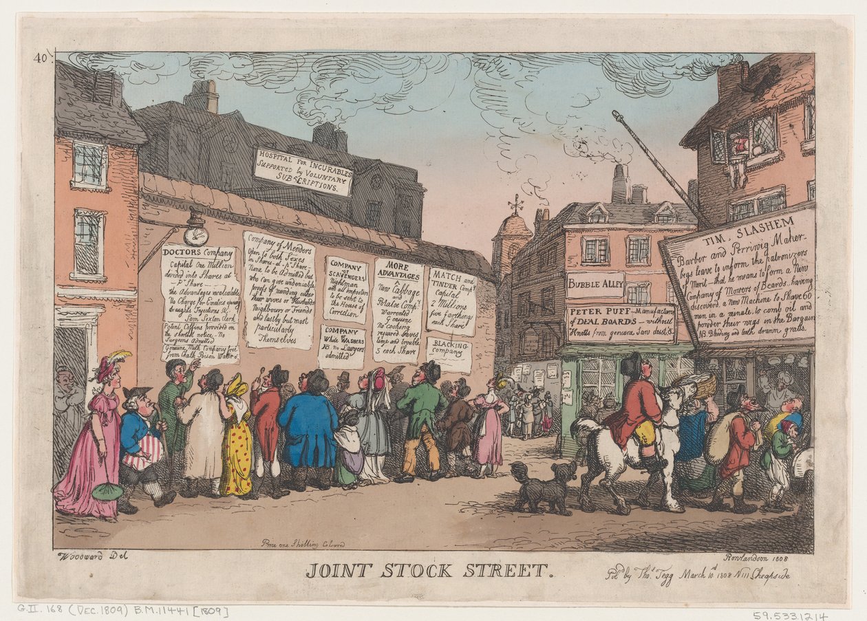 Joint Stock Street, 10. mars 1808., 10. mars 1808. av Thomas Rowlandson