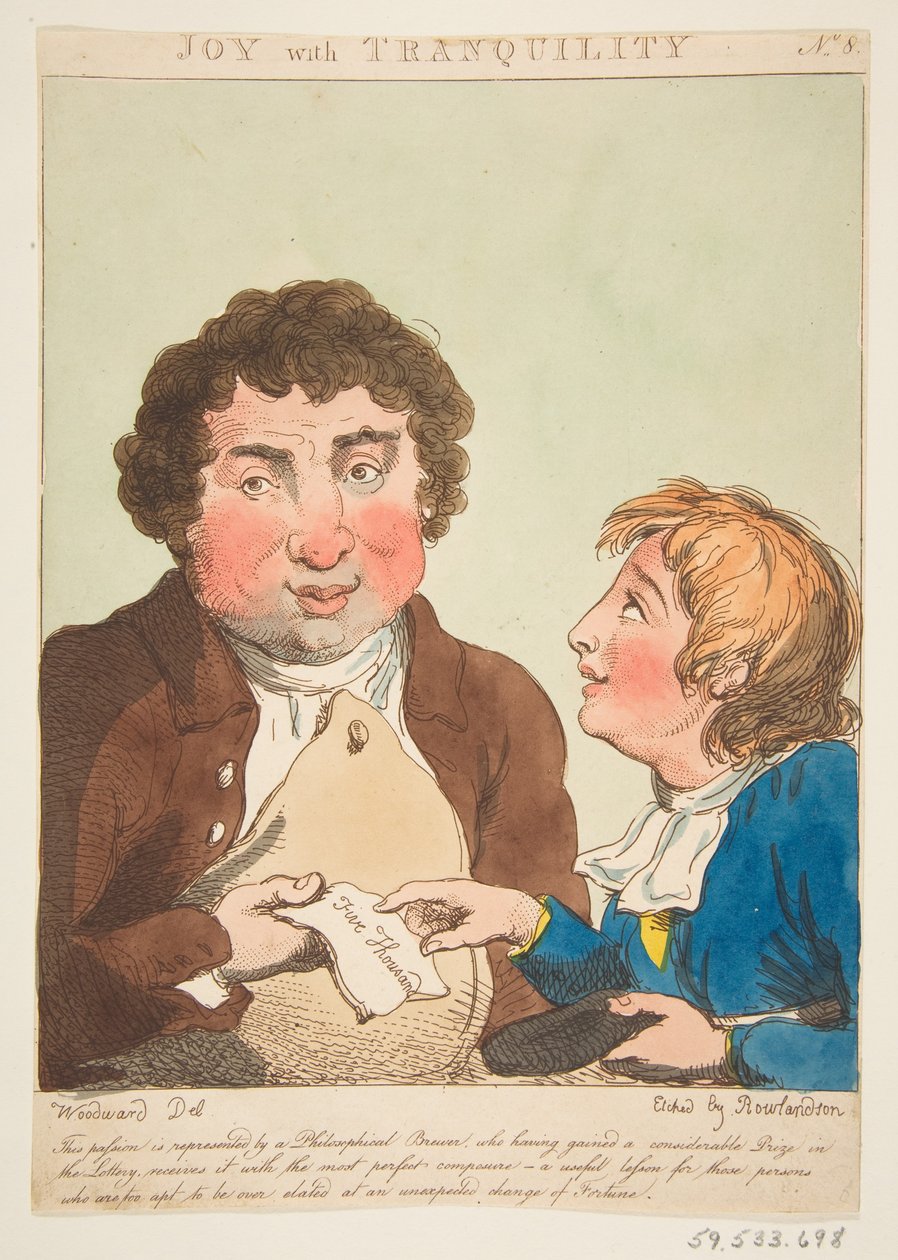 Joy with Tranquility Le Brun Travested, eller Caricatures of the Passions, 21. januar 1800. av Thomas Rowlandson