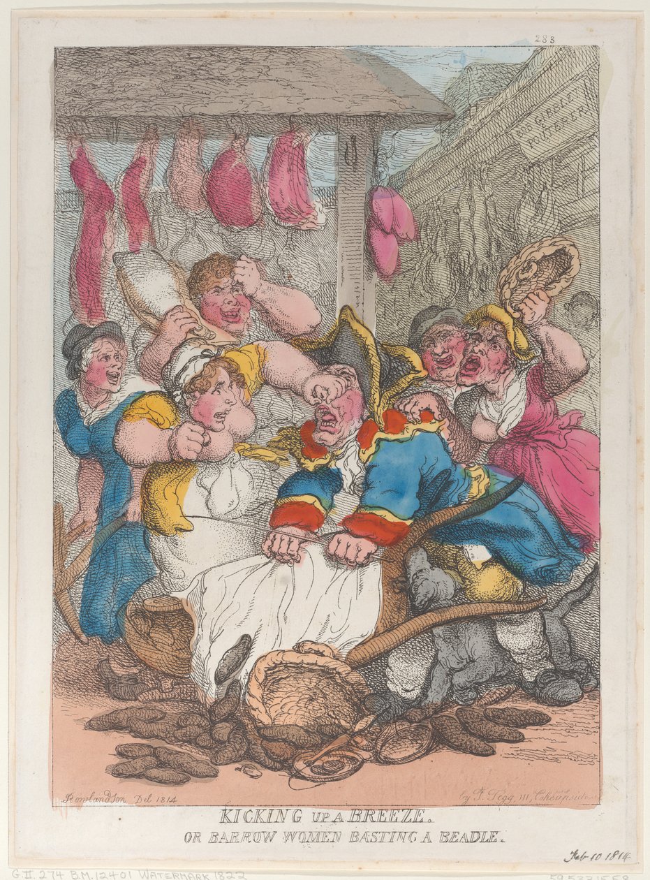 Kicking Up a Breeze eller Barrow Kvinner tråklet en perle, 10. februar 1814., 10. februar 1814. av Thomas Rowlandson