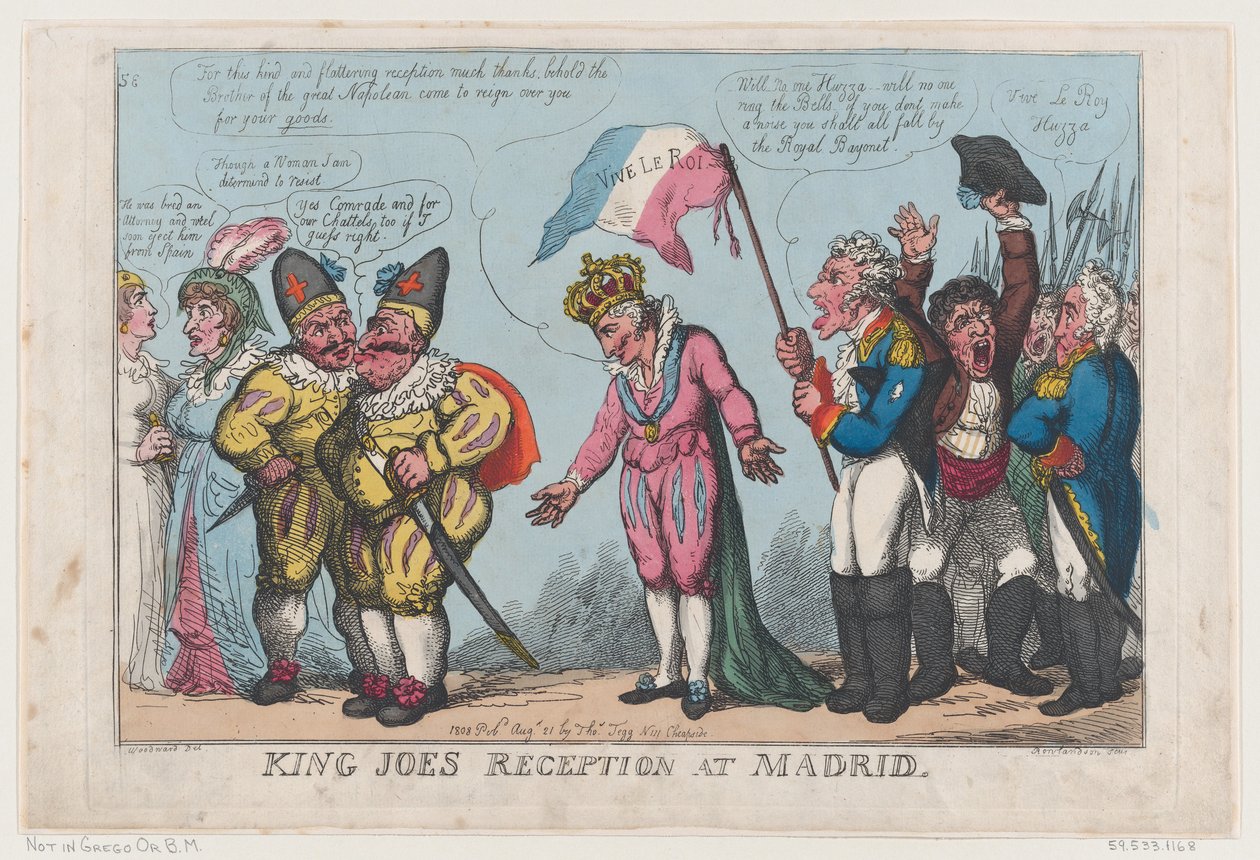 Kong Joes mottakelse i Madrid, 21. august 1808., 21. august 1808. av Thomas Rowlandson