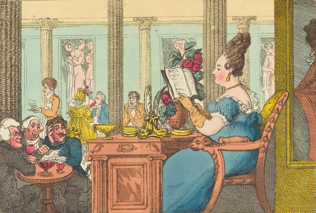 La Belle Limonaudiere på Cafe des Mille Colonnes, Palais Royal, Paris, 1814. av Thomas Rowlandson