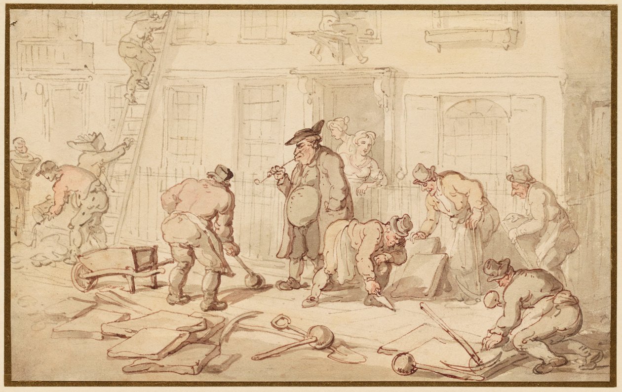 Arbeidere som legger brostein av Thomas Rowlandson