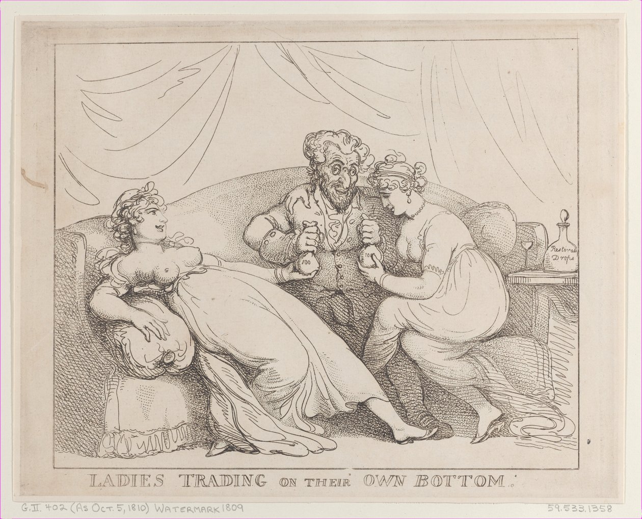 Damer som handler på egen bunn, 5. oktober 1810., 5. oktober 1810. av Thomas Rowlandson