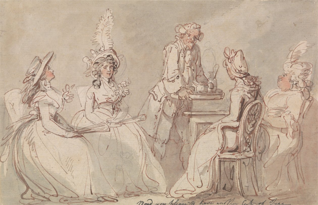 Damene ved tebordet av Thomas Rowlandson