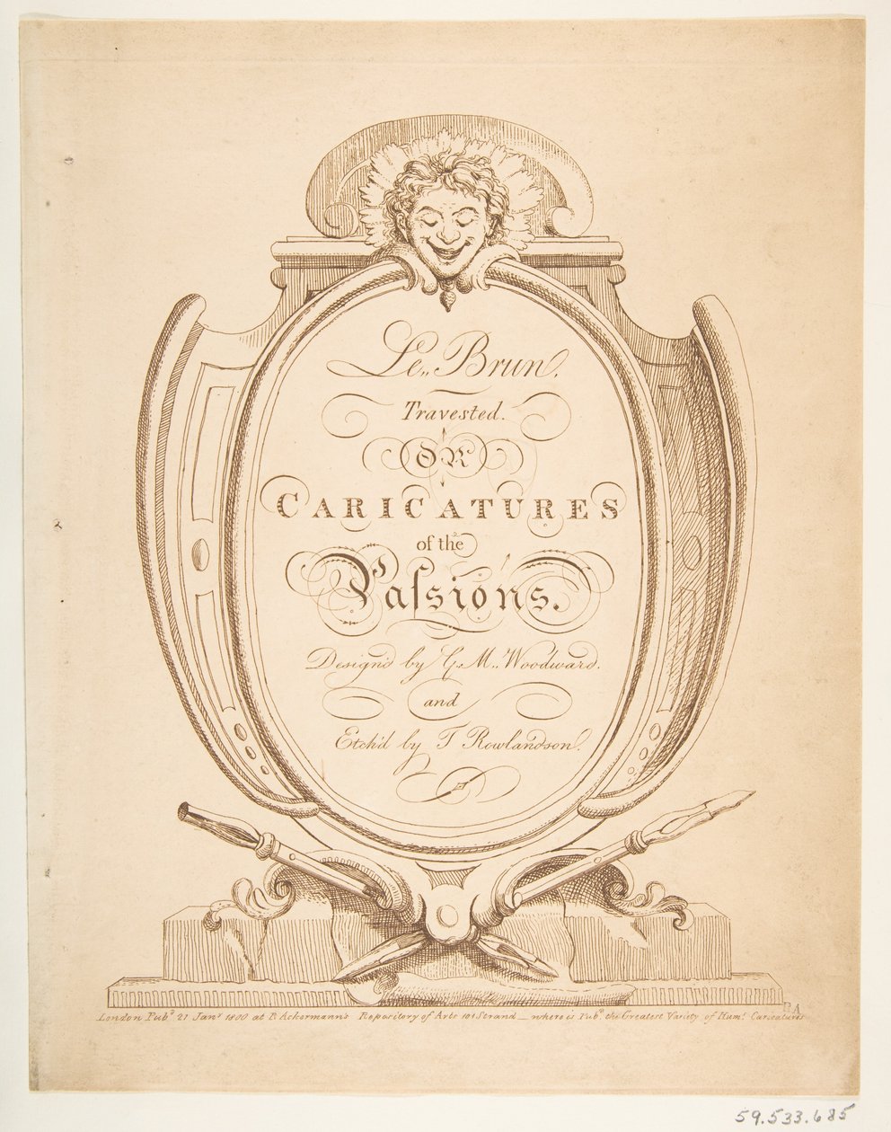 Le Brun Travested, eller karikaturer av lidenskapene, januar-februar 1800. av Thomas Rowlandson