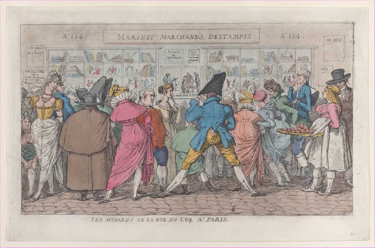 Musards of the Rue du Coq i Paris Dawdlers of the Rue Coq, ca. 1810., ca. 1810. av Thomas Rowlandson
