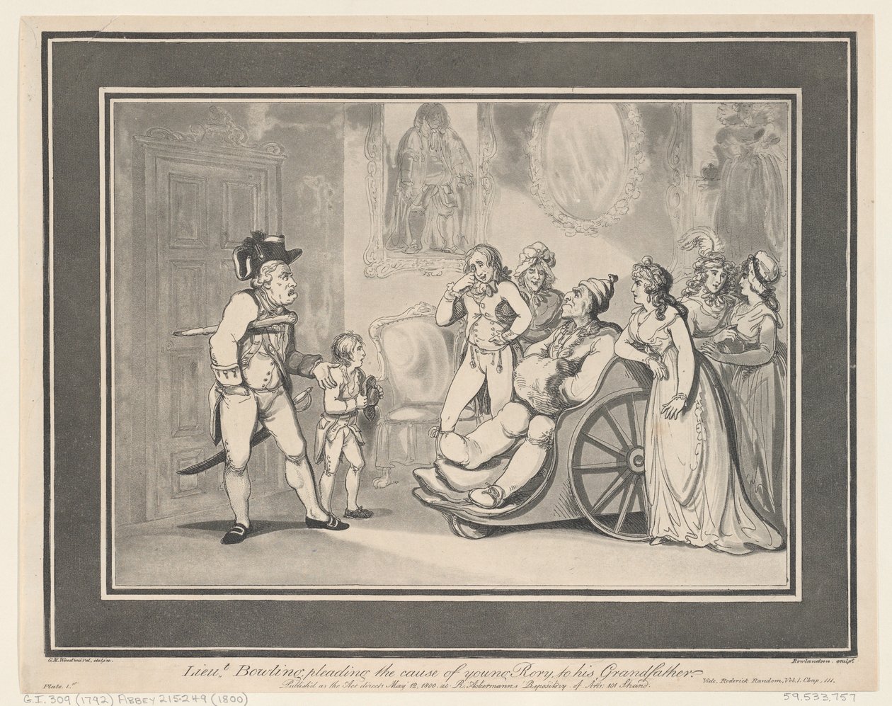 Løytnant Bowling forsvarer unge Rorys sak til sin bestefar, 12. mai 1800., 12. mai 1800. av Thomas Rowlandson