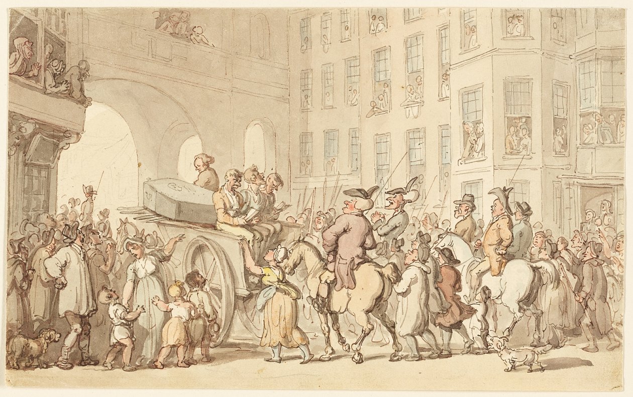 London Scene: Malefactors på vei til Tyburn av Thomas Rowlandson