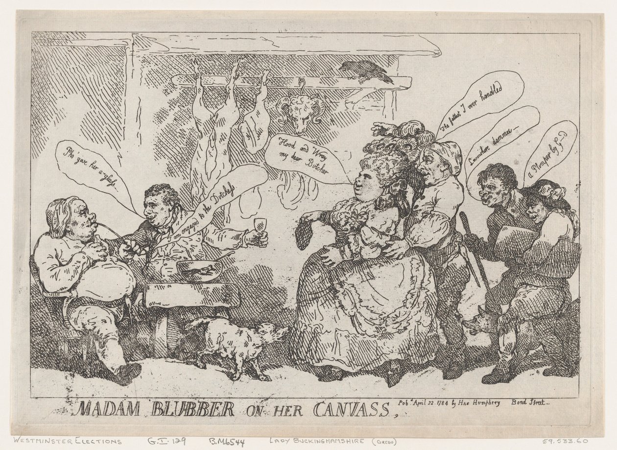 Madam Blubber On Her Canvass, 22. april 1784., 22. april 1784. av Thomas Rowlandson