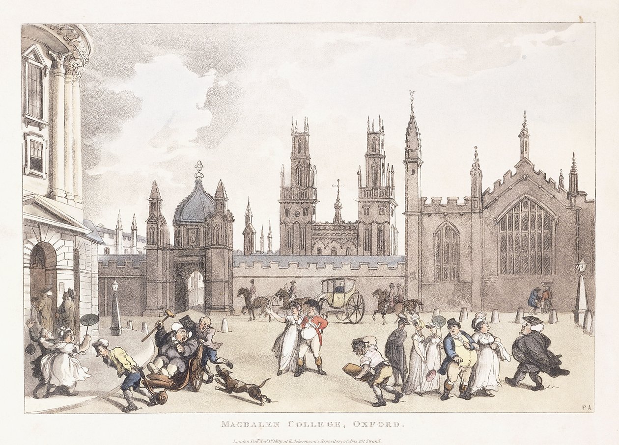 Magdalen College, Oxford, 1809-1811 av Thomas Rowlandson