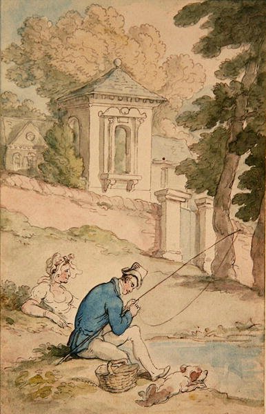 Man Fishing, ca. 1780 (penn og brunt blekk og akvarell på papir) av Thomas Rowlandson