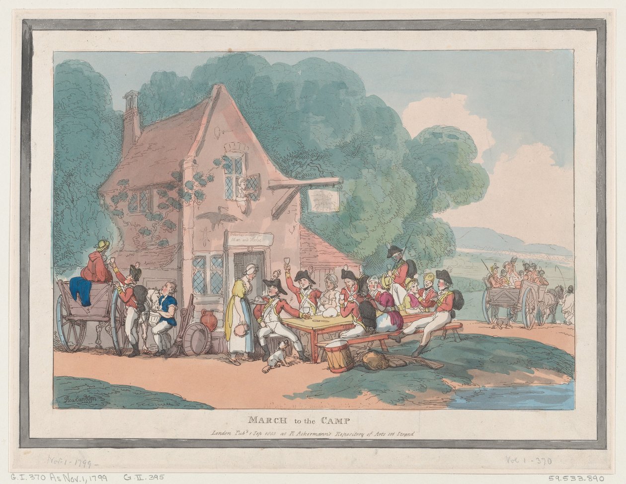 mars til leiren, 1. september 1803., 1. september 1803. av Thomas Rowlandson