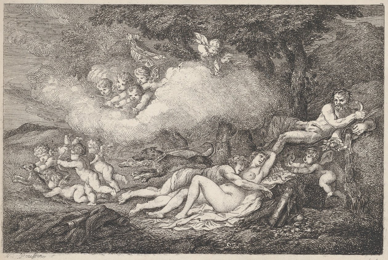 Mars og sovende Venus med Putti, 1799., 1799. av Thomas Rowlandson