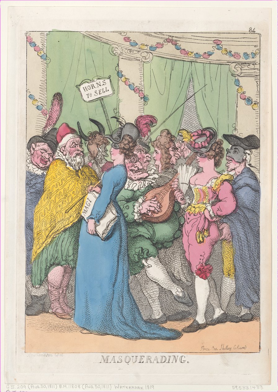 Masquerading, [30. august 1811], gjengitt., [30. august 1811], gjengitt. av Thomas Rowlandson
