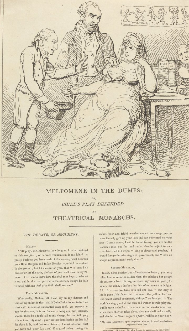 Melpomene i dypet; om «Child’s Play» forsvart av teatermonarkene av Thomas Rowlandson