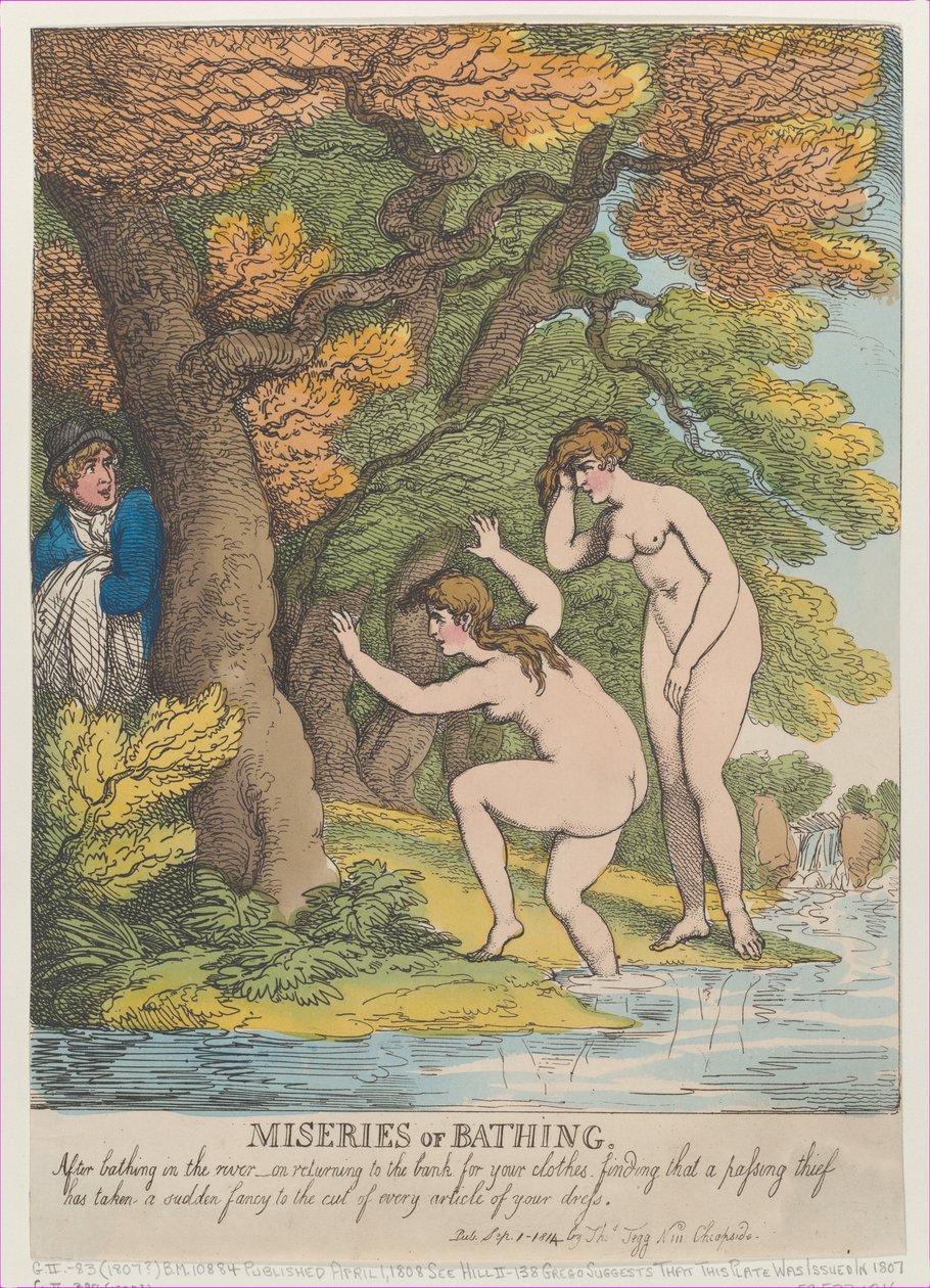 Miseries of Bathing, [1. april 1808], gjenutgitt sept..., [1. april 1808], gjenutgitt 1. september 1814. av Thomas Rowlandson