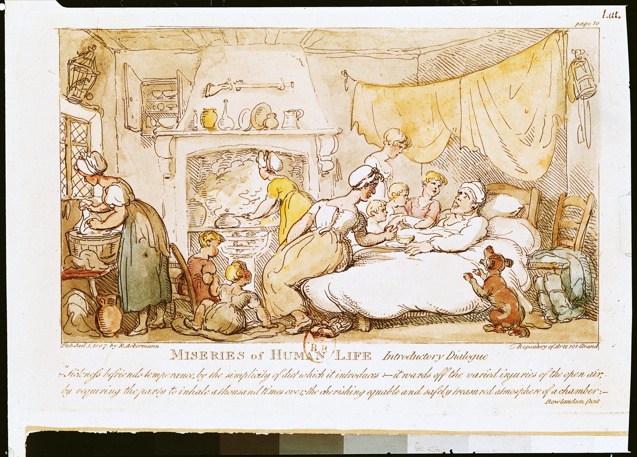 Miseries of Human Life: Introductory Dialogue, utgitt av R. Ackermann, 1807 av Thomas Rowlandson