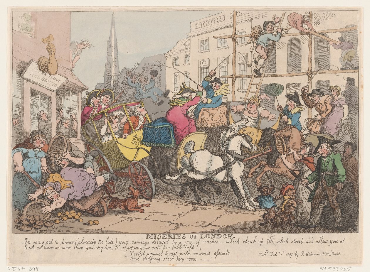 Miseries of London: Going out to Dinner, 1. februar 1807., 1. februar 1807. av Thomas Rowlandson