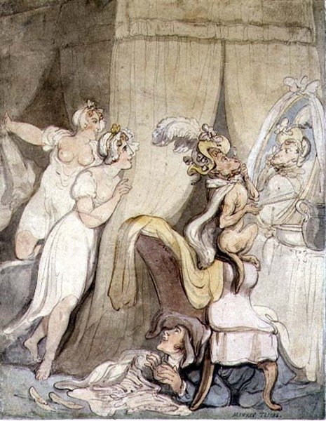 Monkey Tricks, ca. 1800 (penn og blekk med akvarell på papir) av Thomas Rowlandson