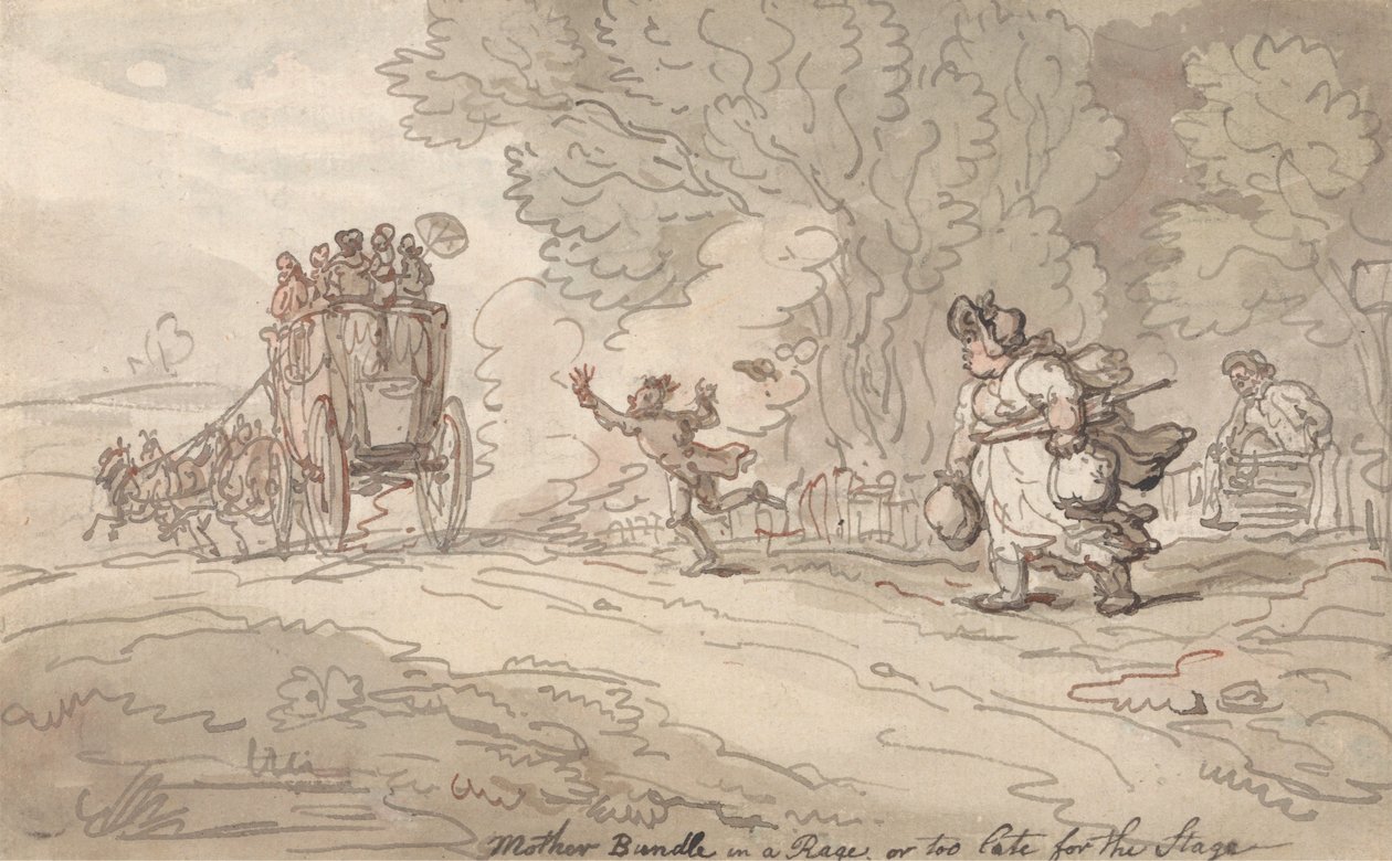 «Mor i raseri» eller «For sent for scenen» av Thomas Rowlandson