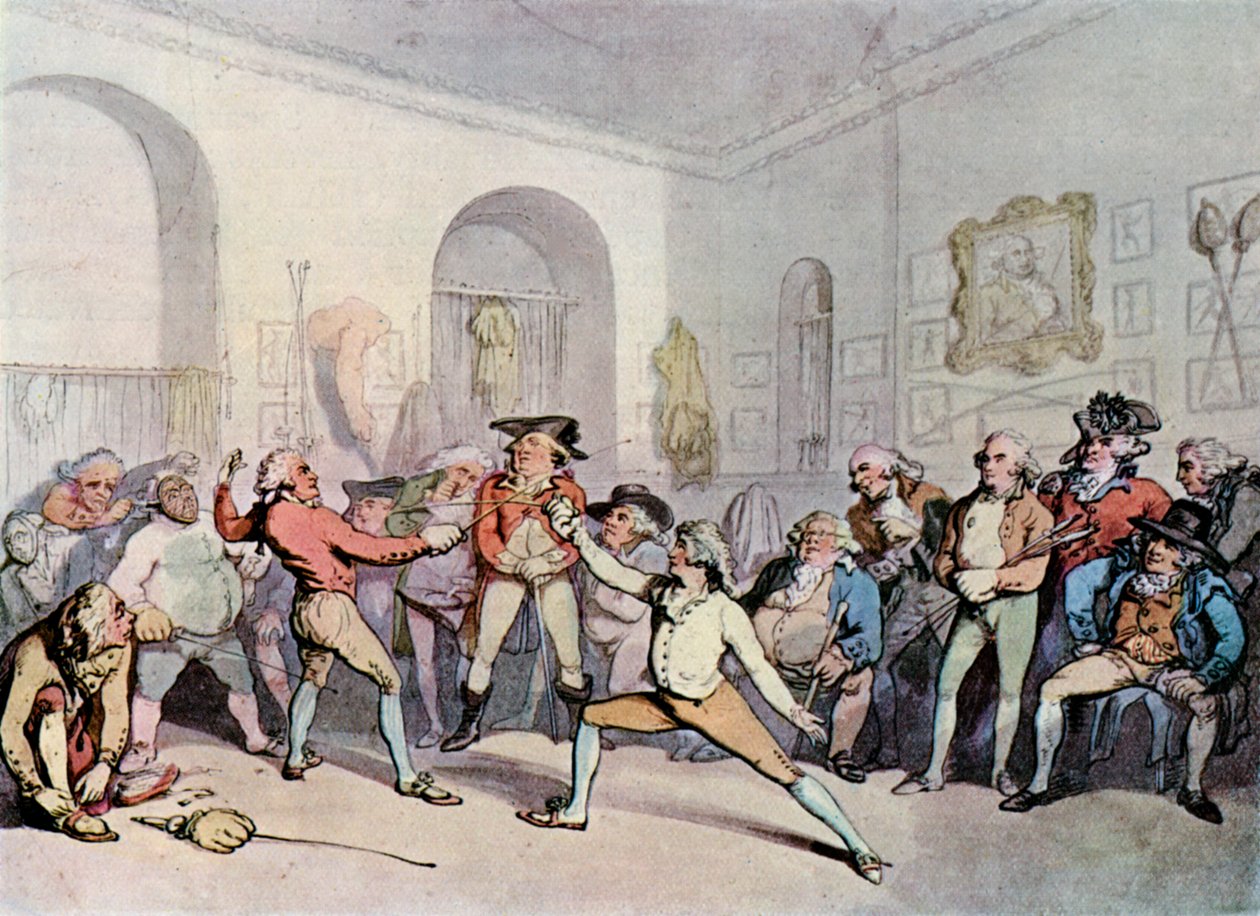 Mr H Angelos fekteakademi, 1791, 1929 av Thomas Rowlandson
