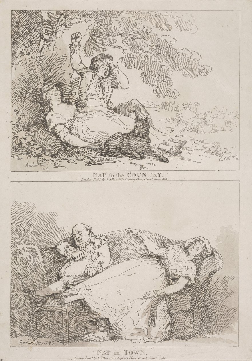 En lur på landet – En lur i byen av Thomas Rowlandson