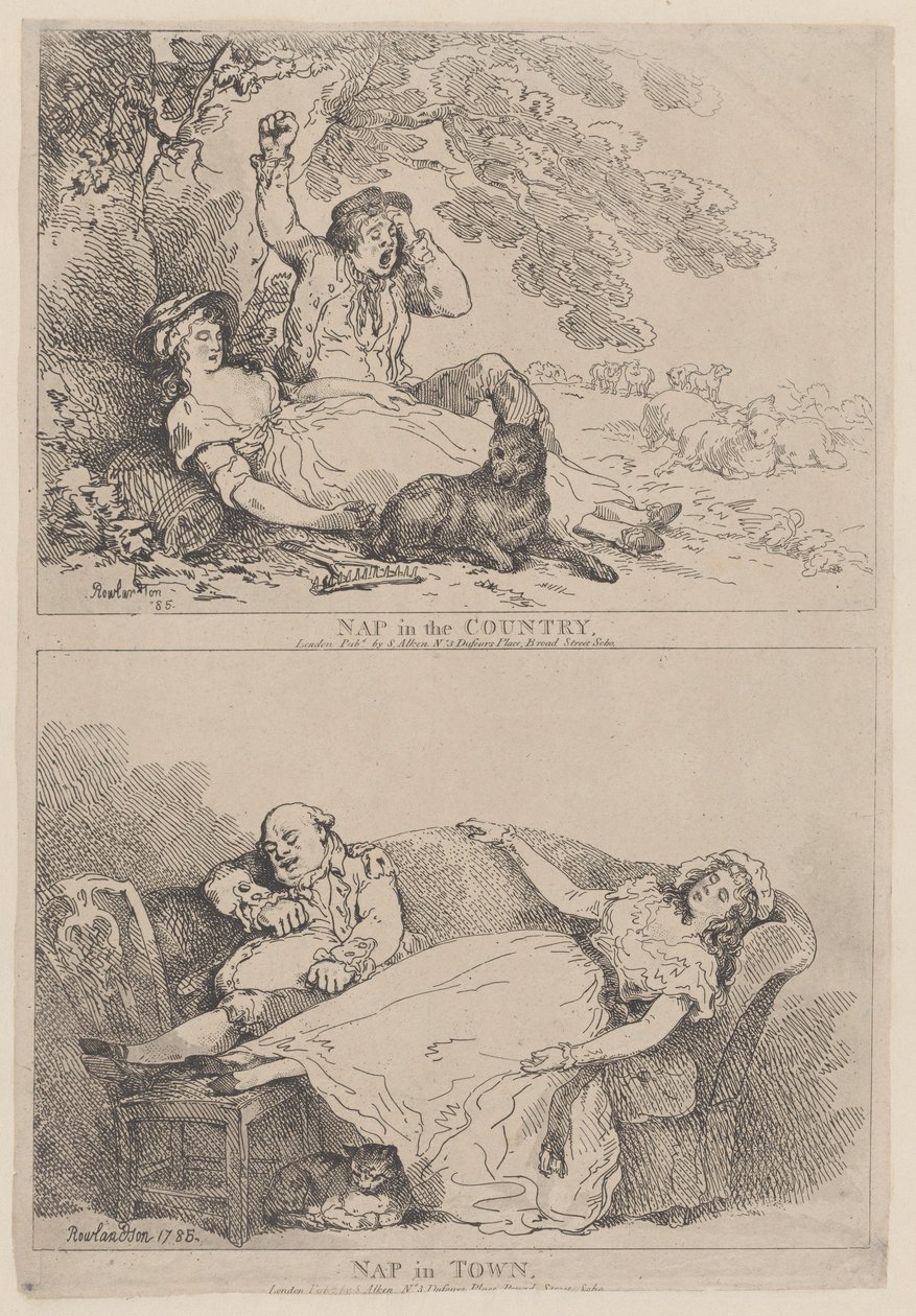 Blund på landet, lur i byen, 1785., 1785. av Thomas Rowlandson