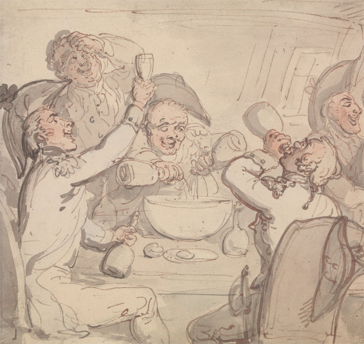 Marineoffiserer og en skål med punsj av Thomas Rowlandson