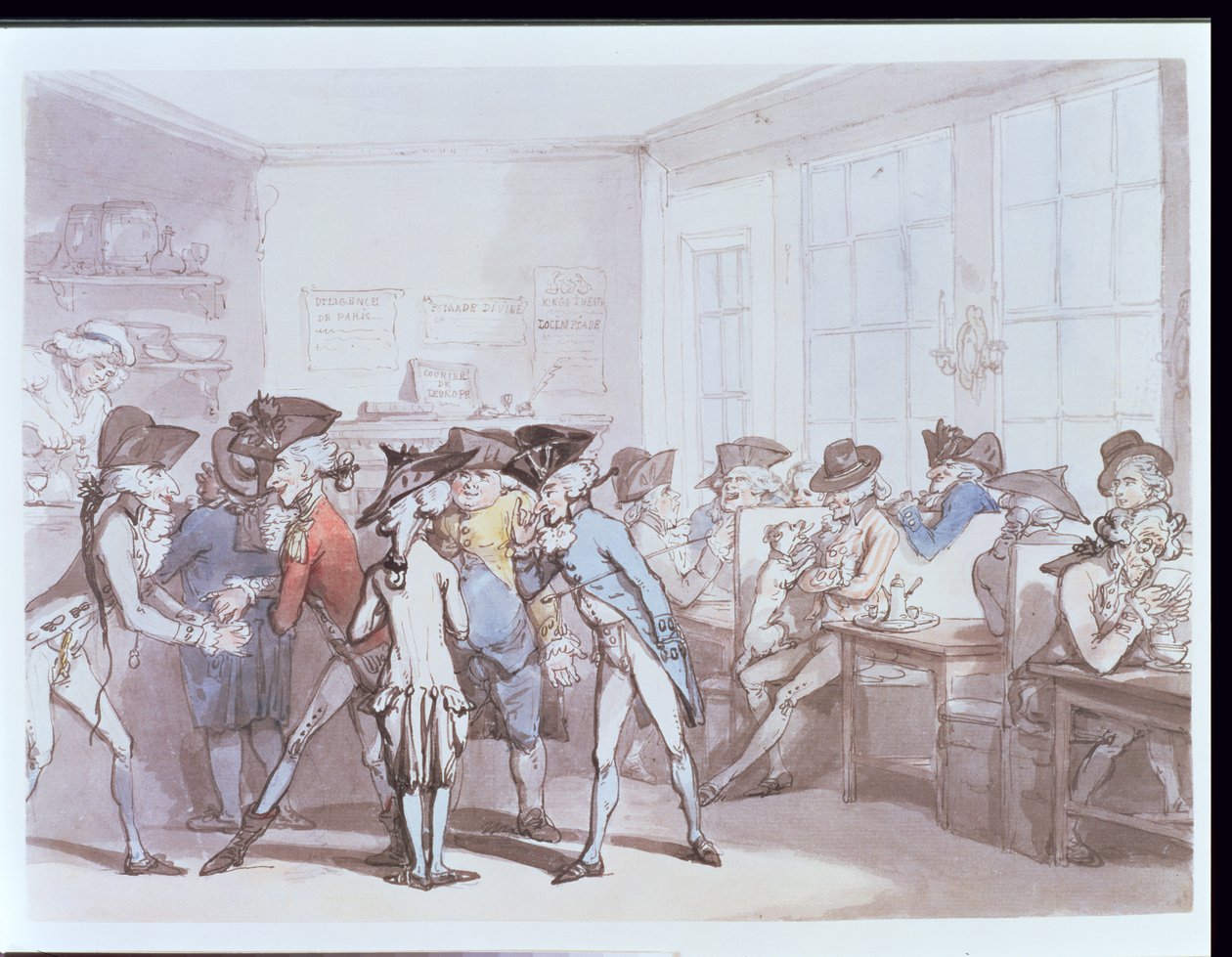 No.1732 Et fransk kaffehus (penn og blekk, wc) av Thomas Rowlandson