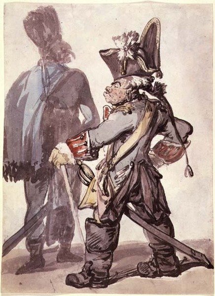 No.2160 Fredrik den store (1712-86) og en av hans offiserer (penn, sepia og akvarell på papir) av Thomas Rowlandson