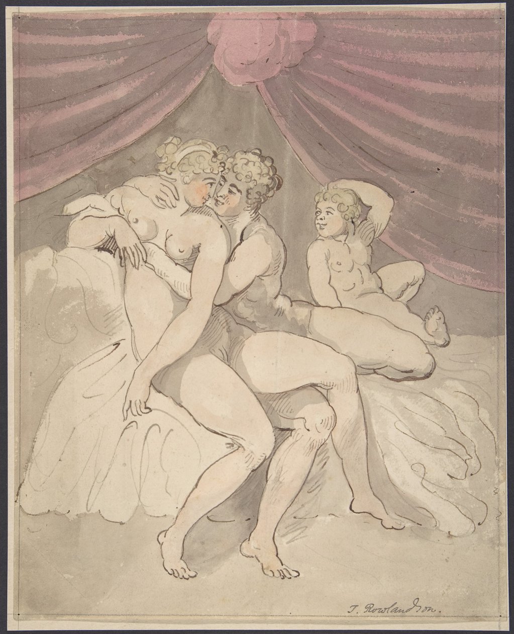 Et nakent par som omfavner hverandre av Thomas Rowlandson
