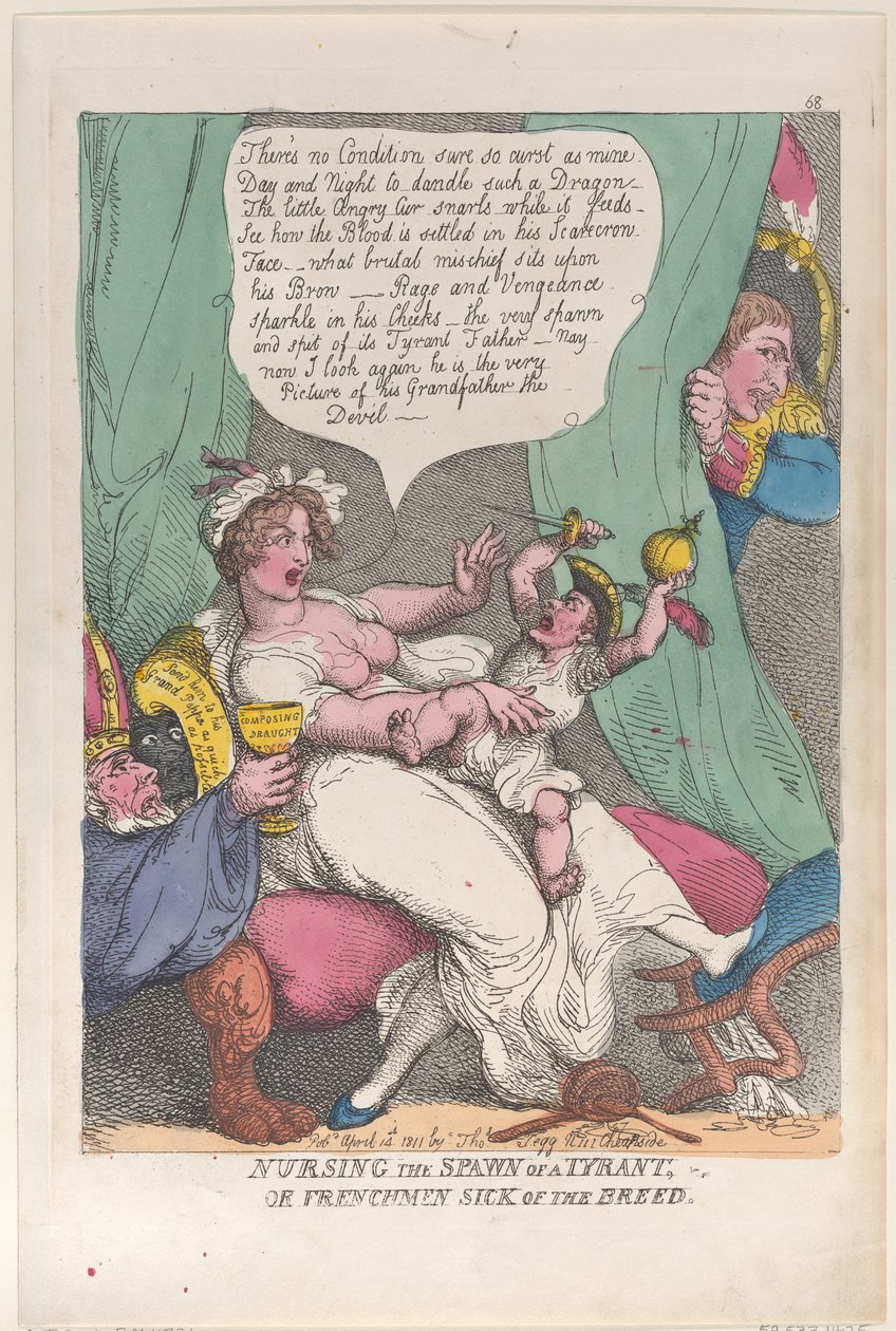 Nursing the Spawn of a Tyrann, 14. april 1811., 14. april 1811. av Thomas Rowlandson
