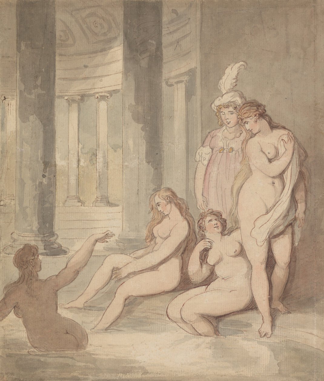Nymfer ved et romersk bad av Thomas Rowlandson