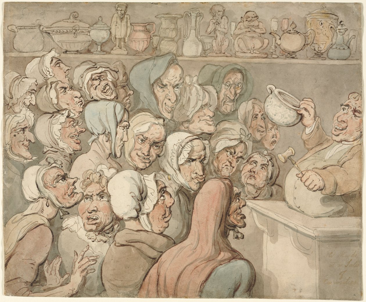 Old Maids på et salg av kuriositeter av Thomas Rowlandson