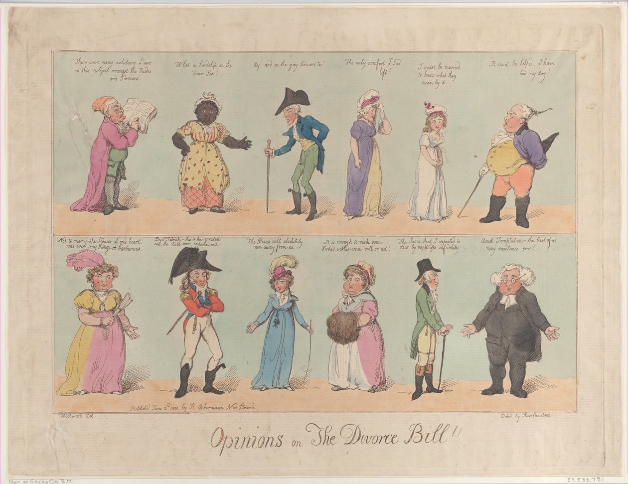 Meninger om The Divorce Bill!!, 2. juni 1800., 2. juni 1800. av Thomas Rowlandson