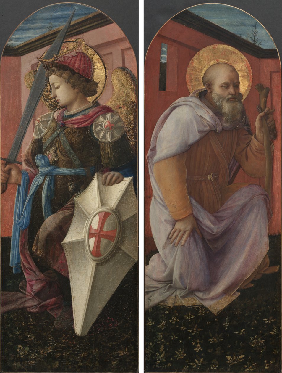 Panelpar fra en triptyk: Erkeengelen Michael og St. Anthony Abbed av Thomas Rowlandson