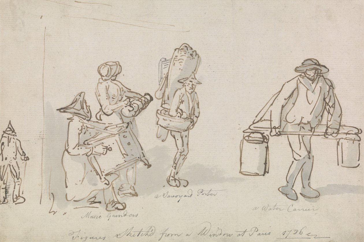 Gategjengere i Paris av Thomas Rowlandson