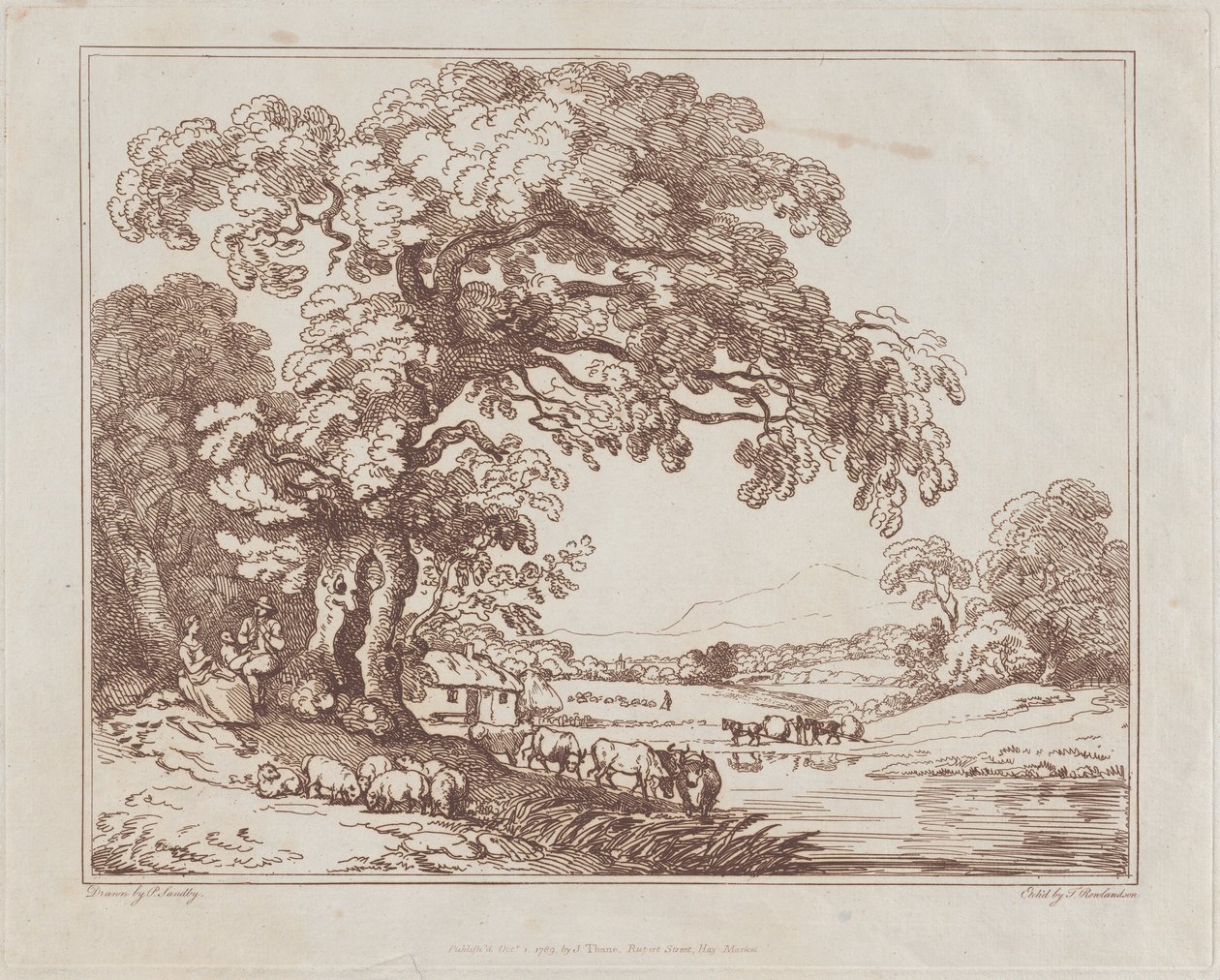 Pastoral Riverside Scene, 1789., 1789. av Thomas Rowlandson