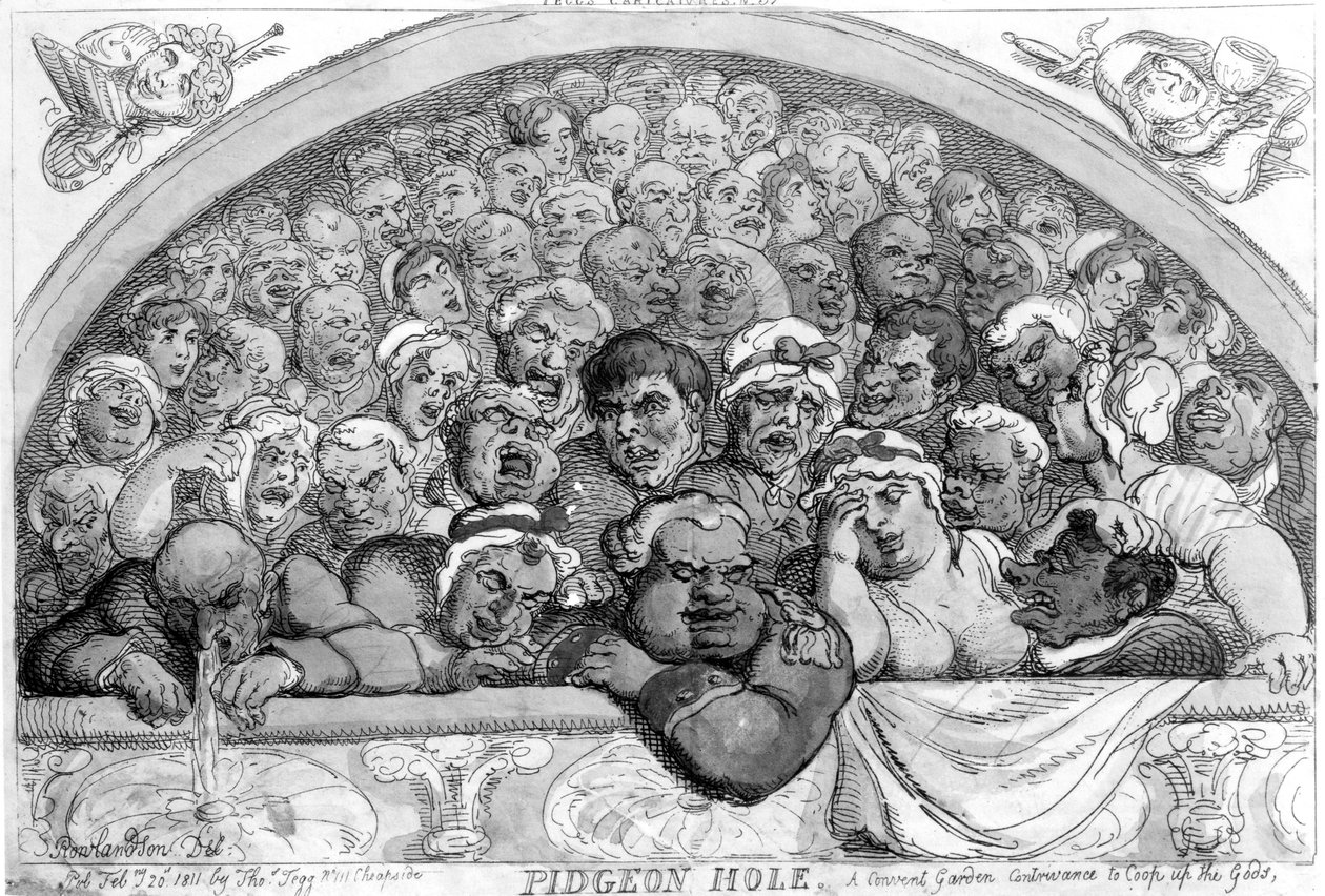 Pigeon Hole - A Convent [sic] Hageopplegg for å takle gudene, 1811 av Thomas Rowlandson