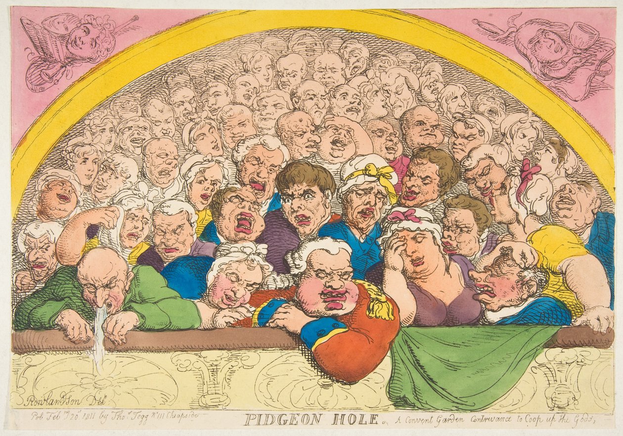 Duehull. A Convent Garden Contrivance to Cope up the Gods, 20. februar 1811. av Thomas Rowlandson