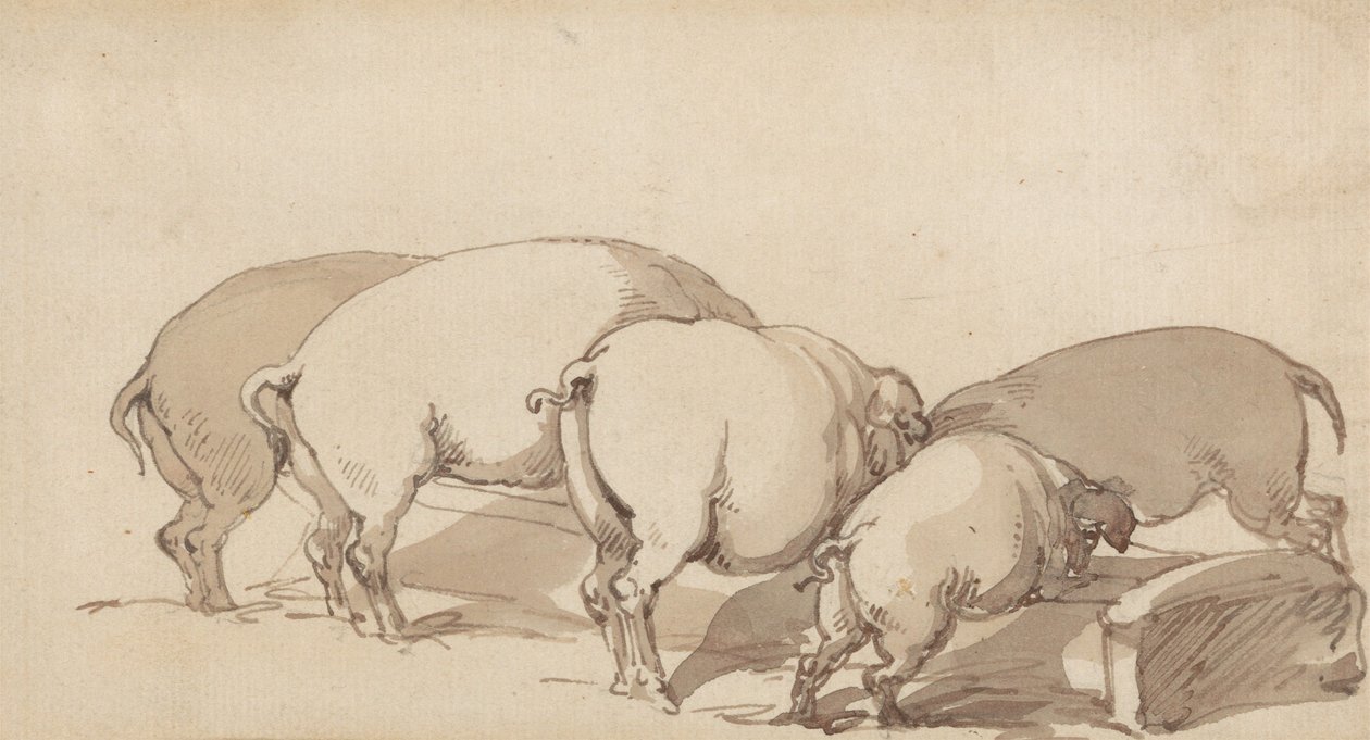 Griser ved et fôrtrau av Thomas Rowlandson