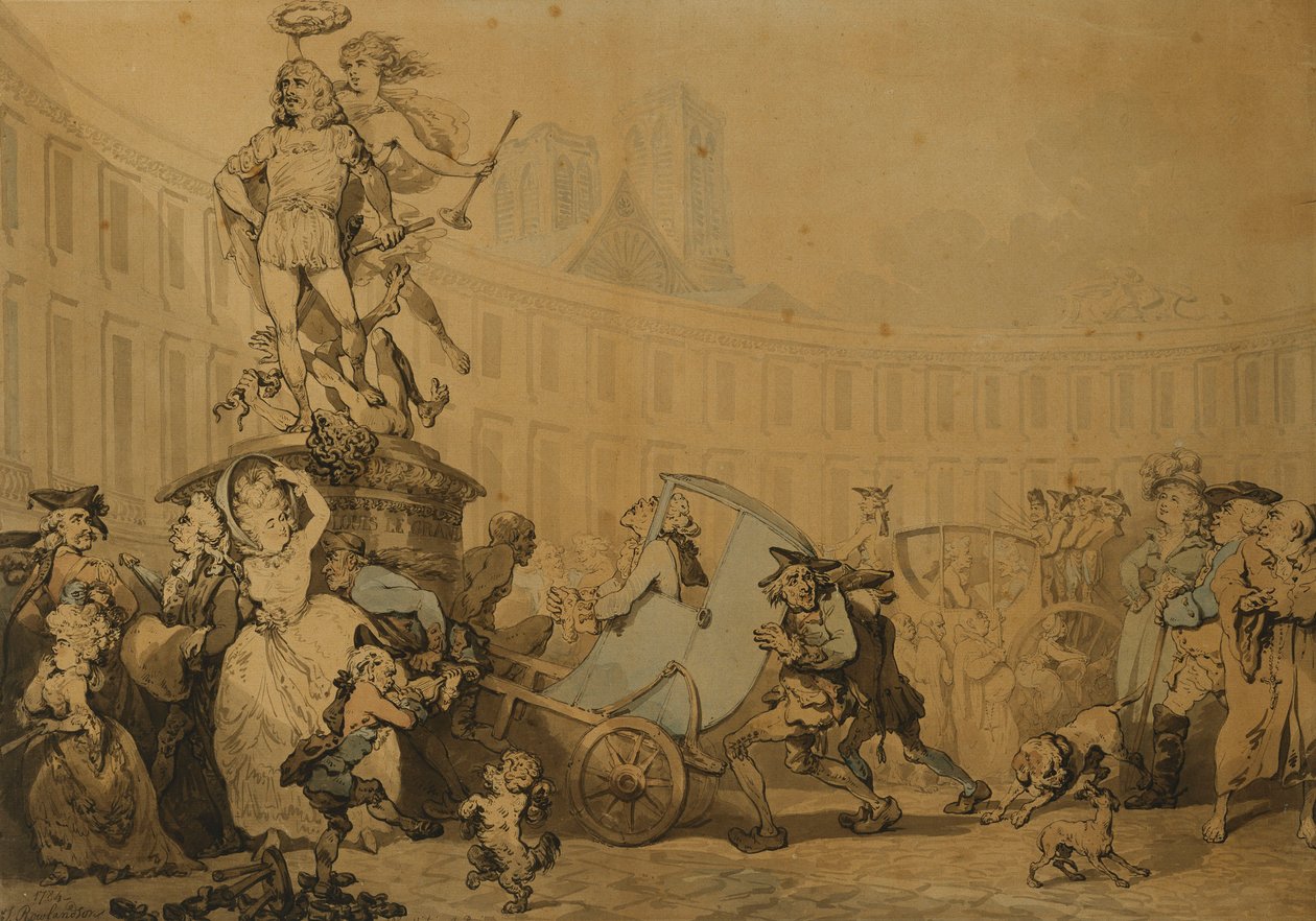 Seiersplassen i Paris, 1784 av Thomas Rowlandson