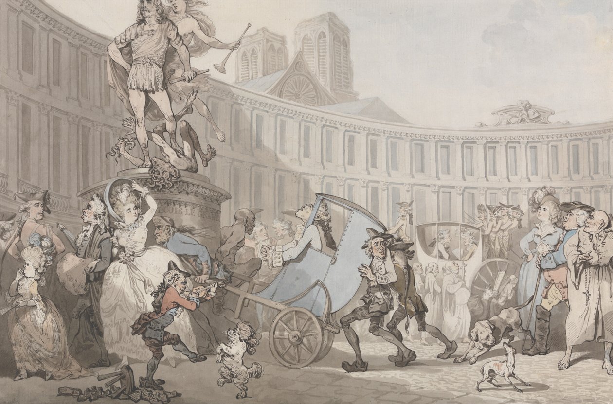 Place des Victoires, Paris av Thomas Rowlandson